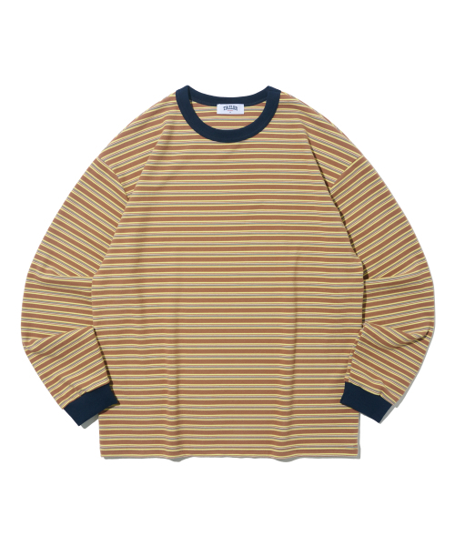 TAILOR STUDIO(テーラースタジオ)の「ブリティッシュクラシックストライプ長袖Tシャツ(マスタード/アイボリー)(Tシャツ/カットソー・レディース・その他・FREE)」の1枚目の写真