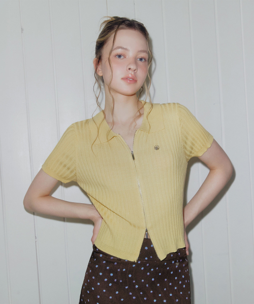 TWEE（トゥウィー）の「エンツカラー2WAYニットジップアップ（カーディガン/ボレロ・レディース・ライトグレー/イエロー/Cream・FREE）」の4枚目の写真