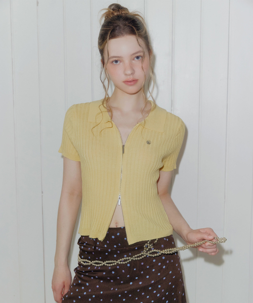 TWEE（トゥウィー）の「エンツカラー2WAYニットジップアップ（カーディガン/ボレロ・レディース・ライトグレー/イエロー/Cream・FREE）」の6枚目の写真