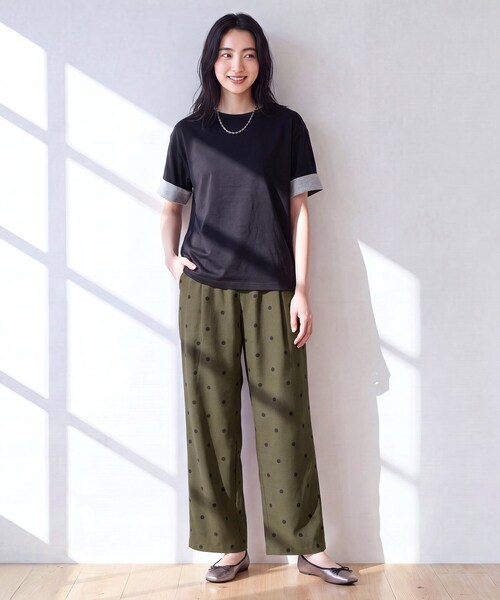 Dessin(デッサン)の「【汗シミ防止/UVカット】配色スリーブ 五分袖プルオーバー(Tシャツ/カットソー・レディース・グレー系4/ブラック系4/ワイン系1/ブラウン系その他5・02/01/03)」の18枚目の写真