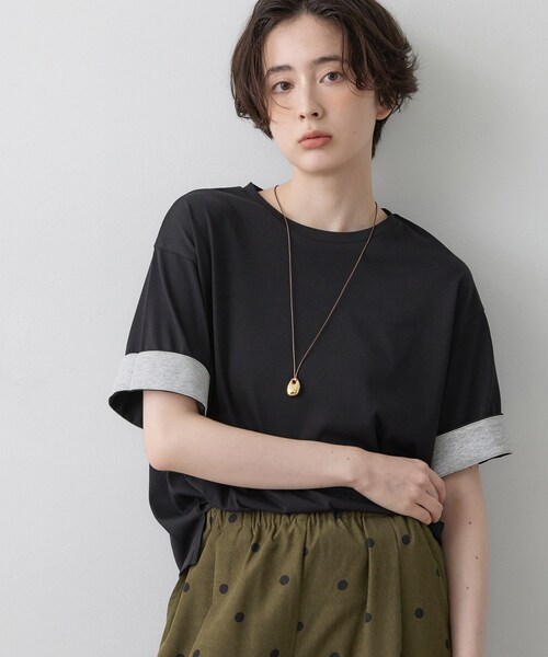 Dessin(デッサン)の「【汗シミ防止/UVカット】配色スリーブ 五分袖プルオーバー(Tシャツ/カットソー・レディース・グレー系4/ブラック系4/ワイン系1/ブラウン系その他5・02/01/03)」の19枚目の写真