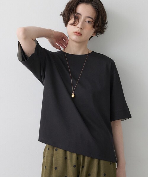 Dessin(デッサン)の「【汗シミ防止/UVカット】配色スリーブ 五分袖プルオーバー(Tシャツ/カットソー・レディース・グレー系4/ブラック系4/ワイン系1/ブラウン系その他5・02/01/03)」の21枚目の写真