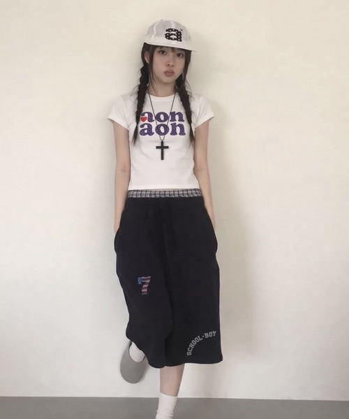 SHEPP（シープ）の「ドットロゴ プリント 半袖ミニTシャツ（Tシャツ/カットソー・レディース・ホワイト・L/M）」の12枚目の写真