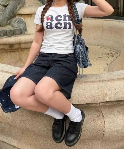 SHEPP（シープ）の「ドットロゴ プリント 半袖ミニTシャツ（Tシャツ/カットソー・レディース・ホワイト・L/M）」の11枚目の写真