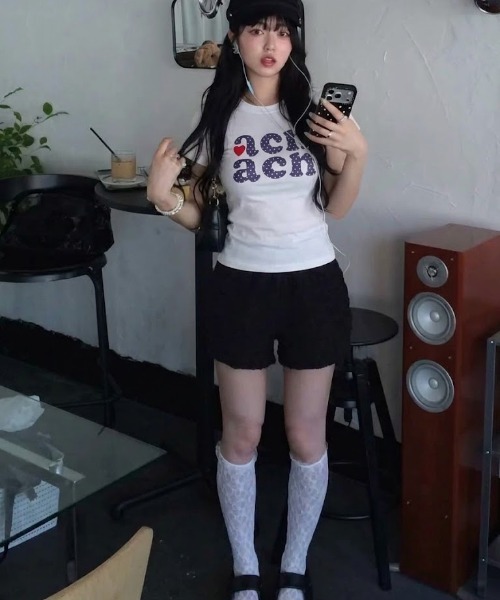 SHEPP（シープ）の「ドットロゴ プリント 半袖ミニTシャツ（Tシャツ/カットソー・レディース・ホワイト・L/M）」の14枚目の写真
