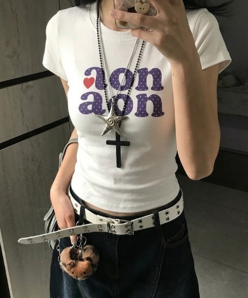 SHEPP（シープ）の「ドットロゴ プリント 半袖ミニTシャツ（Tシャツ/カットソー・レディース・ホワイト・L/M）」の9枚目の写真