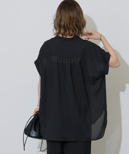 JOURNAL STANDARD relume(ジャーナルスタンダード レリューム)の「ギンガムドビーフレンチスリーブブラウス(シャツ/ブラウス・レディース・ベージュ/ブラック・FREE)」の14枚目の写真