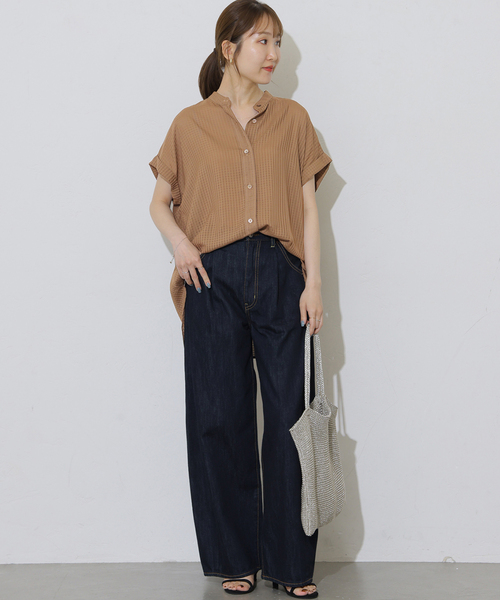 JOURNAL STANDARD relume(ジャーナルスタンダード レリューム)の「ギンガムドビーフレンチスリーブブラウス(シャツ/ブラウス・レディース・ベージュ/ブラック・FREE)」の16枚目の写真