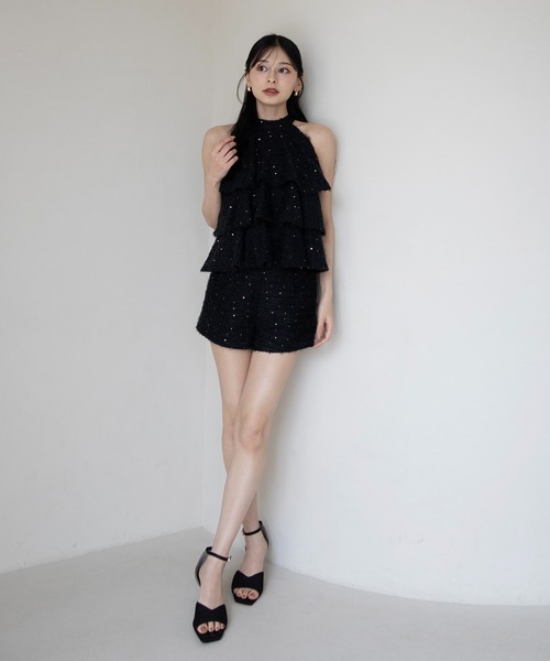 EIMY ISTOIRE(エイミーイストワール)の「TWINKLE TWEED SHORT PANTS(その他パンツ・レディース・ブラック/ホワイト・36/38)」の1枚目の写真