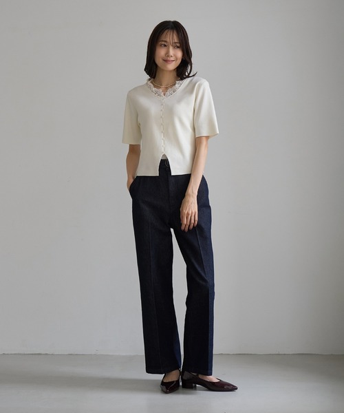 ROPE' PICNIC（ロペピクニック）の「襟レースドッキングニット（ニット/セーター・レディース・キナリ/ブラウン系その他/ピンク・FREE）」の5枚目の写真