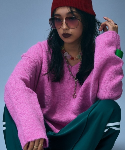 GEVS.(ジェイヴィス)の「Vネックニットプルオーバー<大きいサイズ有>GEVS.(ニット/セーター・レディース・ピンク/グレー/アイボリー・LL/M/3L/4L/L/5L)」の21枚目の写真