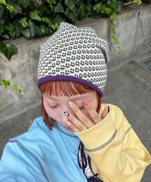 HELLO.SANFRANCISCO | 【HELLO.SANFRANCISCO/ハローサンフランシスコ】花柄リブビーニー(ニットキャップ/ビーニー)