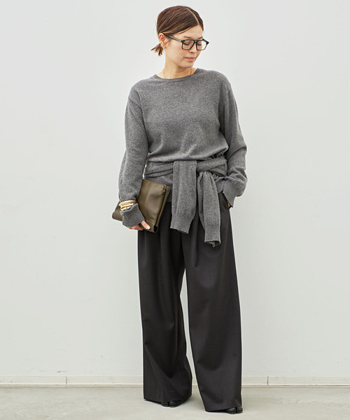 Deuxieme Classe（ドゥーズィエムクラス）の「【SOURCE UNKNOWN/ソース アンノウン】TIO EXTRA SHAWL KNIT（ニット/セーター・レディース・チャコールグレー/レッド・FREE）」の5枚目の写真