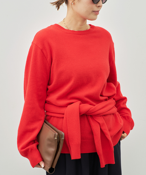 Deuxieme Classe（ドゥーズィエムクラス）の「【SOURCE UNKNOWN/ソース アンノウン】TIO EXTRA SHAWL KNIT（ニット/セーター・レディース・チャコールグレー/レッド・FREE）」の7枚目の写真