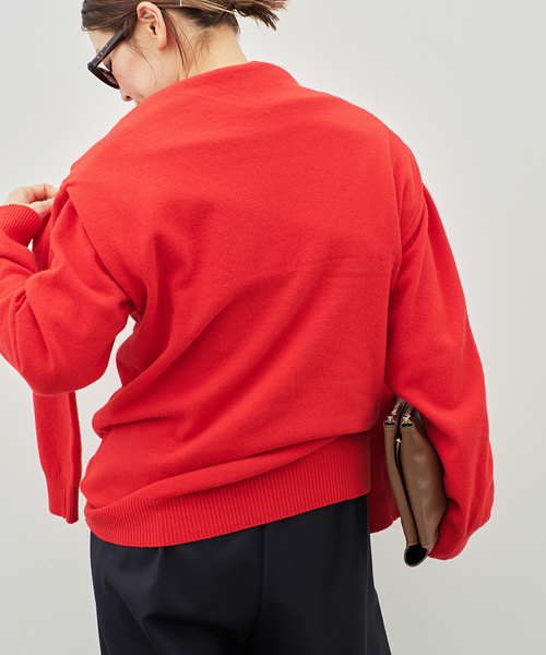 Deuxieme Classe（ドゥーズィエムクラス）の「【SOURCE UNKNOWN/ソース アンノウン】TIO EXTRA SHAWL KNIT（ニット/セーター・レディース・チャコールグレー/レッド・FREE）」の10枚目の写真