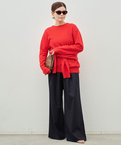 Deuxieme Classe（ドゥーズィエムクラス）の「【SOURCE UNKNOWN/ソース アンノウン】TIO EXTRA SHAWL KNIT（ニット/セーター・レディース・チャコールグレー/レッド・FREE）」の11枚目の写真