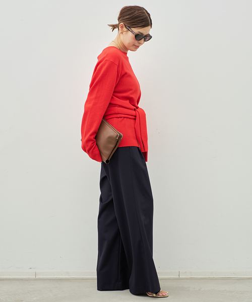 Deuxieme Classe（ドゥーズィエムクラス）の「【SOURCE UNKNOWN/ソース アンノウン】TIO EXTRA SHAWL KNIT（ニット/セーター・レディース・チャコールグレー/レッド・FREE）」の12枚目の写真