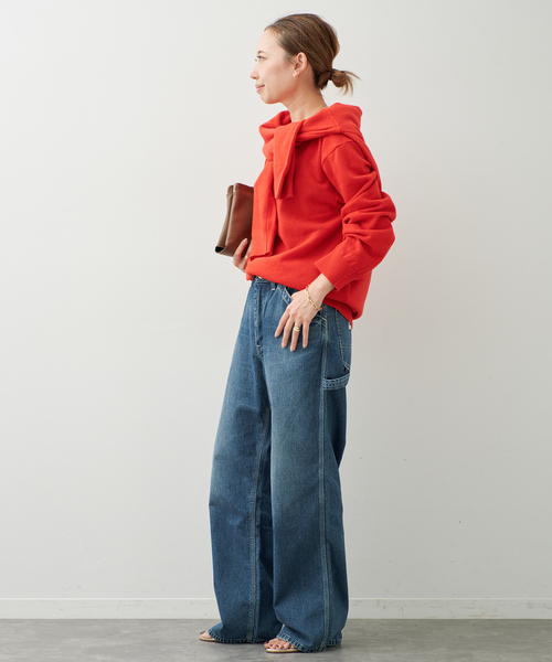 Deuxieme Classe（ドゥーズィエムクラス）の「【SOURCE UNKNOWN/ソース アンノウン】TIO EXTRA SHAWL KNIT（ニット/セーター・レディース・チャコールグレー/レッド・FREE）」の14枚目の写真
