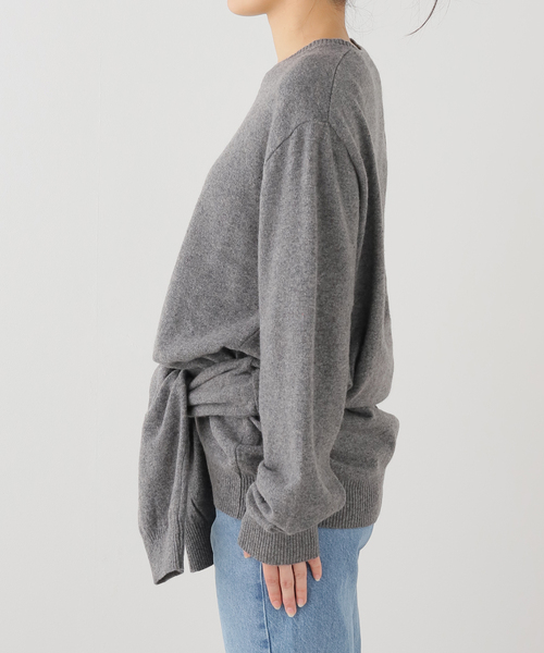 Deuxieme Classe（ドゥーズィエムクラス）の「【SOURCE UNKNOWN/ソース アンノウン】TIO EXTRA SHAWL KNIT（ニット/セーター・レディース・チャコールグレー/レッド・FREE）」の17枚目の写真