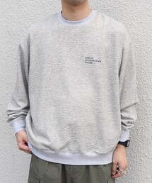 SHIPS any:〈洗濯機可能〉フクレ ジャカード ロゴ 刺繍 サイドポケットTシャツ(ロンT)◆