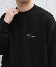 SHIPS any:〈洗濯機可能〉フクレ ジャカード ロゴ 刺繍 サイドポケットTシャツ(ロンT)◆