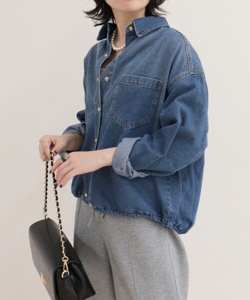 fredy emue(フレディエミュ)の「裾ドロストデニム/ホース柄シャツ(シャツ/ブラウス・レディース・ベージュ系その他/グレイッシュブルー/ブルー・38)」の19枚目の写真