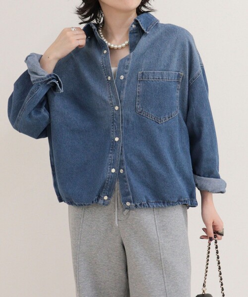 fredy emue(フレディエミュ)の「裾ドロストデニム/ホース柄シャツ(シャツ/ブラウス・レディース・ベージュ系その他/グレイッシュブルー/ブルー・38)」の21枚目の写真