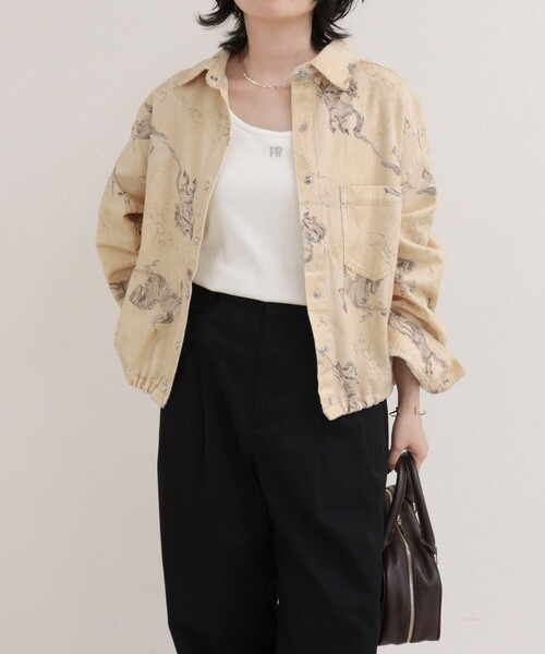 fredy emue(フレディエミュ)の「裾ドロストデニム/ホース柄シャツ(シャツ/ブラウス・レディース・ベージュ系その他/グレイッシュブルー/ブルー・38)」の10枚目の写真