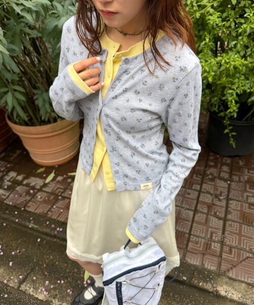w closet(ダブルクローゼット)の「パターンメッシュカーデ(Tシャツ/カットソー・レディース・オフホワイト/ピンク/グレー/アイボリー・FREE)」の3枚目の写真