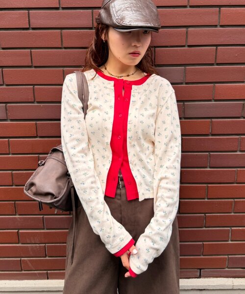 w closet(ダブルクローゼット)の「パターンメッシュカーデ(Tシャツ/カットソー・レディース・オフホワイト/ピンク/グレー/アイボリー・FREE)」の2枚目の写真