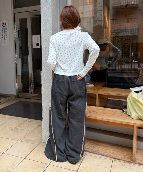 w closet(ダブルクローゼット)の「パターンメッシュカーデ(Tシャツ/カットソー・レディース・オフホワイト/ピンク/グレー/アイボリー・FREE)」の12枚目の写真