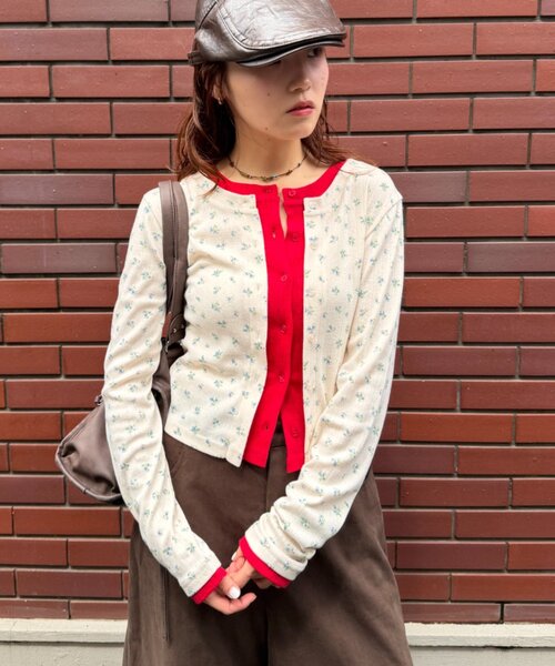 w closet(ダブルクローゼット)の「パターンメッシュカーデ(Tシャツ/カットソー・レディース・オフホワイト/ピンク/グレー/アイボリー・FREE)」の13枚目の写真