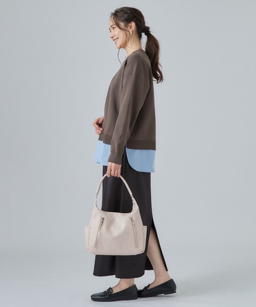 SHOO・LA・RUE(シューラルー)の「【2WAY】フロントダブルポケットショルダー(ショルダーバッグ・レディース・ブラック/ブラウン系その他/アイボリー・00)」の5枚目の写真