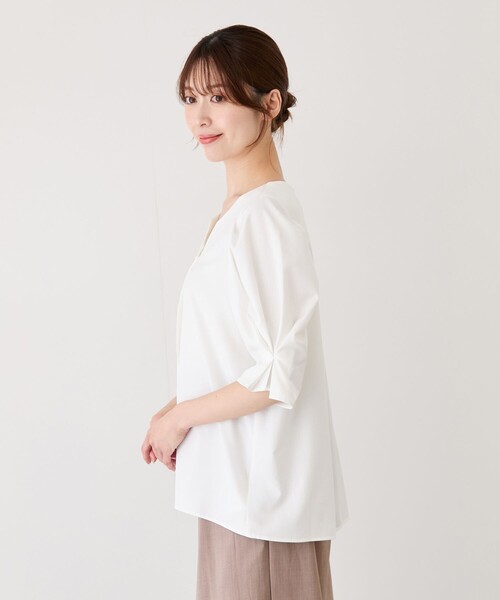Jayro（ジャイロ）の「フロントパールタックスリーブブラウス（シャツ/ブラウス・レディース・ブラック系その他/ホワイト系その他/ホワイト系その他4/ダークラベンダー・M）」の11枚目の写真