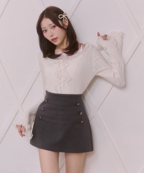 Rmine(アールマイン)の「ナポレオンデザイン台形ミニスカート(スカート・レディース・ネイビー/グレー/チャコールグレー・FREE)」の8枚目の写真