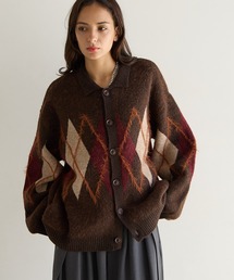 《UNISEX》アーガイルポロカーディガン