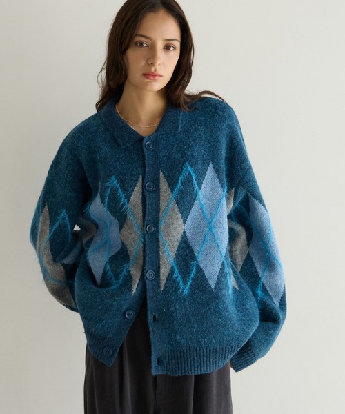 PBLIM(ページボーイリム)の「《UNISEX》アーガイルポロカーディガン(カーディガン/ボレロ・レディース・ブラウン/グレー/ブルー・FREE)」の12枚目の写真