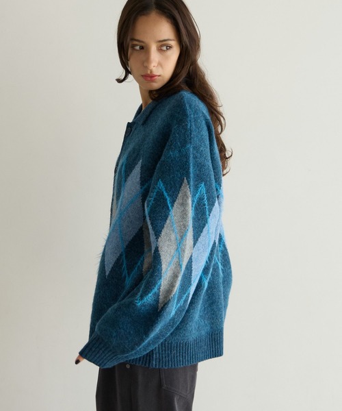 PBLIM(ページボーイリム)の「《UNISEX》アーガイルポロカーディガン(カーディガン/ボレロ・レディース・ブラウン/グレー/ブルー・FREE)」の13枚目の写真