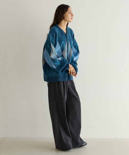 PBLIM(ページボーイリム)の「《UNISEX》アーガイルポロカーディガン(カーディガン/ボレロ・レディース・ブラウン/グレー/ブルー・FREE)」の16枚目の写真