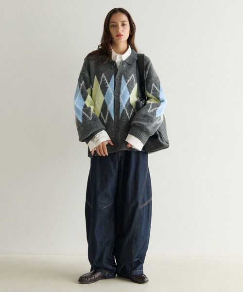 PBLIM(ページボーイリム)の「《UNISEX》アーガイルポロカーディガン(カーディガン/ボレロ・レディース・ブラウン/グレー/ブルー・FREE)」の8枚目の写真