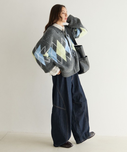 PBLIM(ページボーイリム)の「《UNISEX》アーガイルポロカーディガン(カーディガン/ボレロ・レディース・ブラウン/グレー/ブルー・FREE)」の10枚目の写真