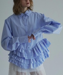 【ノンアイロンシリーズ】ボリュームチュチュペプラムブラウス / No-Iron Voluminous Tutu Peplum Blouse