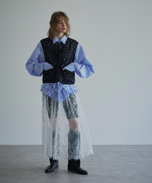 W:Huku(フーク)の「【ノンアイロンシリーズ】ボリュームチュチュペプラムブラウス / No-Iron Voluminous Tutu Peplum Blouse(シャツ/ブラウス・レディース・ブラック/オフホワイト/スカイブルー・FREE)」の9枚目の写真