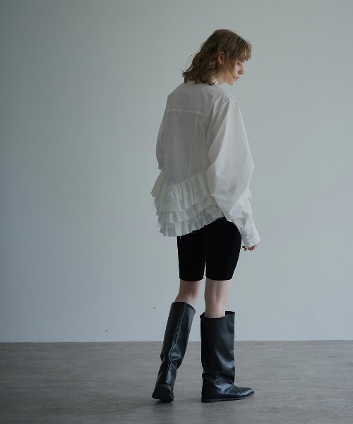 W:Huku(フーク)の「【ノンアイロンシリーズ】ボリュームチュチュペプラムブラウス / No-Iron Voluminous Tutu Peplum Blouse(シャツ/ブラウス・レディース・ブラック/オフホワイト/スカイブルー・FREE)」の11枚目の写真