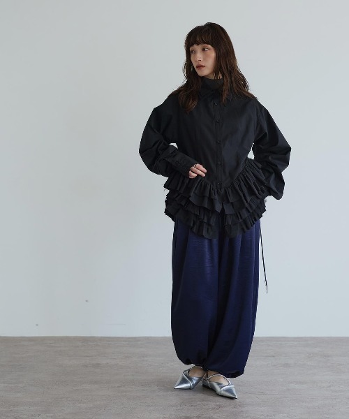 W:Huku(フーク)の「【ノンアイロンシリーズ】ボリュームチュチュペプラムブラウス / No-Iron Voluminous Tutu Peplum Blouse(シャツ/ブラウス・レディース・ブラック/オフホワイト/スカイブルー・FREE)」の14枚目の写真