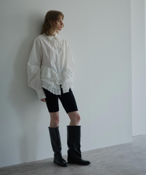 W:Huku(フーク)の「【ノンアイロンシリーズ】ボリュームチュチュペプラムブラウス / No-Iron Voluminous Tutu Peplum Blouse(シャツ/ブラウス・レディース・ブラック/オフホワイト/スカイブルー・FREE)」の19枚目の写真