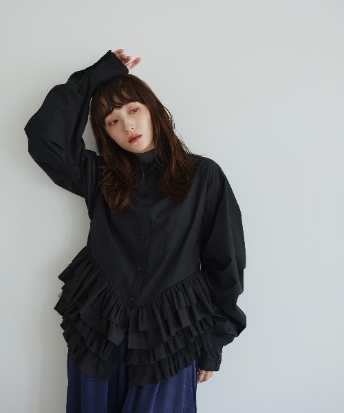 W:Huku(フーク)の「【ノンアイロンシリーズ】ボリュームチュチュペプラムブラウス / No-Iron Voluminous Tutu Peplum Blouse(シャツ/ブラウス・レディース・ブラック/オフホワイト/スカイブルー・FREE)」の20枚目の写真