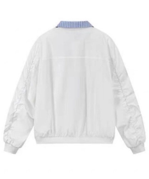 &soiree(アンドソワレ)の「ストライプ切り替えポケット付きMA-1(MA-1・レディース・ホワイト/グレー・SMALL/MEDIUM/LARGE/X-LARGE)」の5枚目の写真