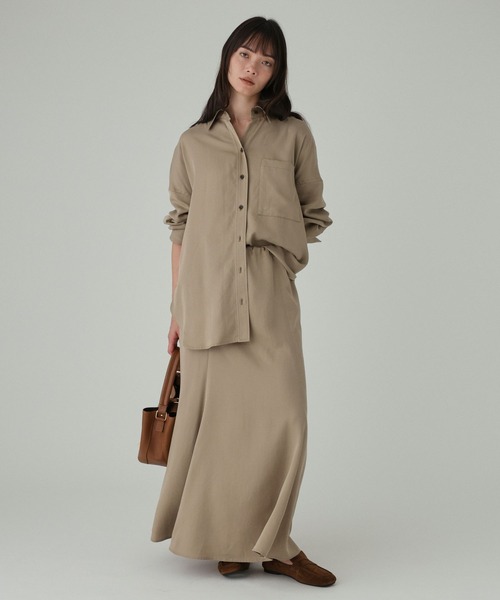 BABYLONE(バビロン)の「ニュアンスツイルシャツ<セットアップ対応>(シャツ/ブラウス・レディース・グレイッシュベージュ/ブラウン・フリー)」の7枚目の写真