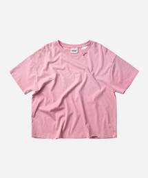 オーバーサイズ落書き風グラフィックTシャツ ピンク